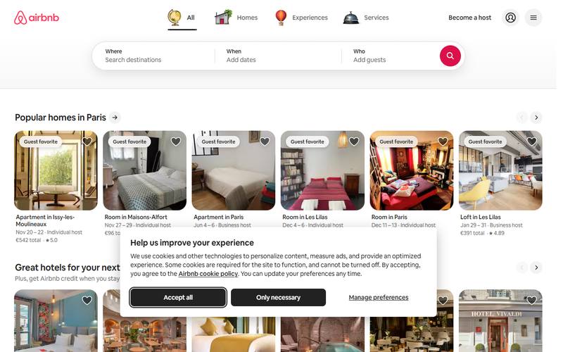 Screenshot of airbnb.com