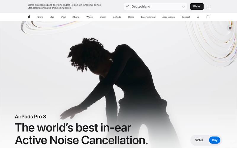 Screenshot of apple.com/airpods-pro
