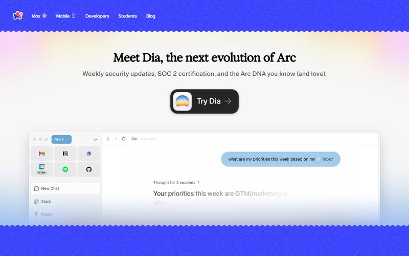 Screenshot of arc.net