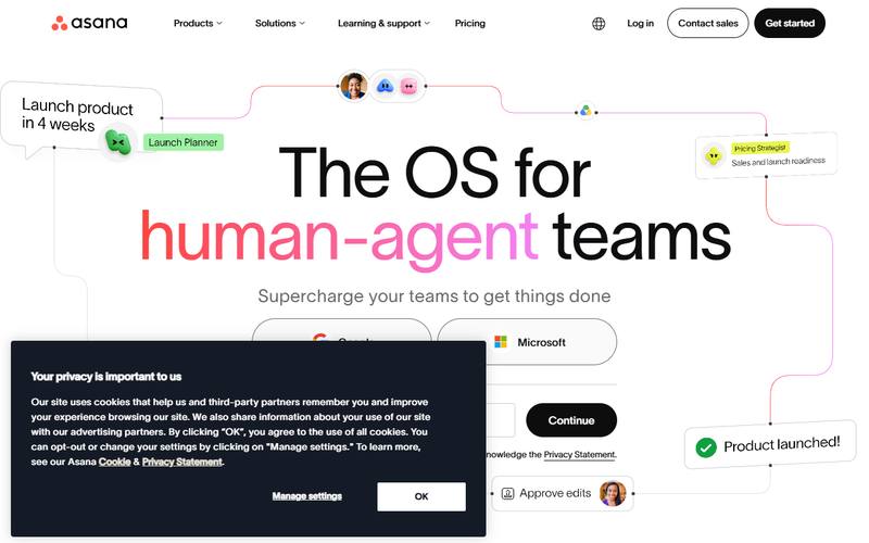 Screenshot of asana.com