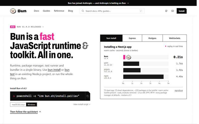 Screenshot of bun.sh