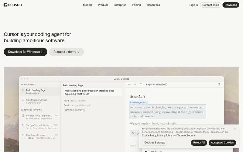 Screenshot of cursor.com