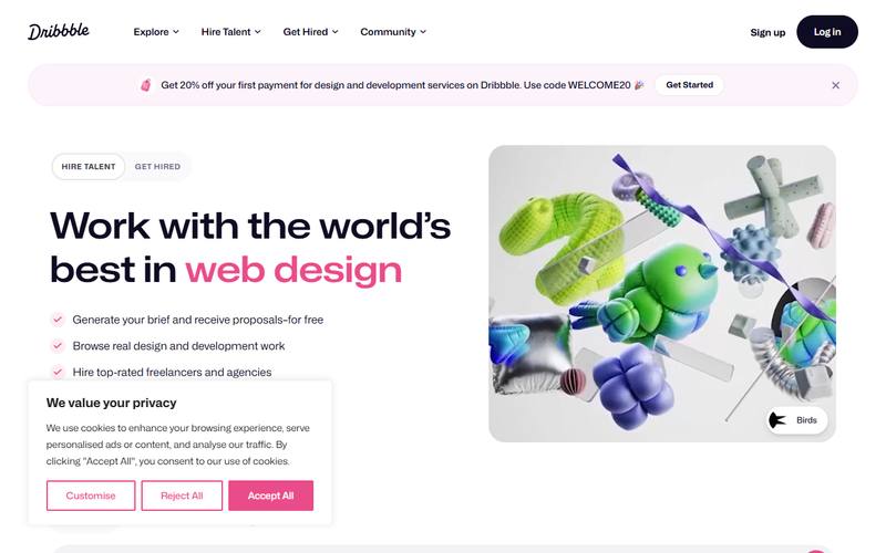Screenshot of dribbble.com