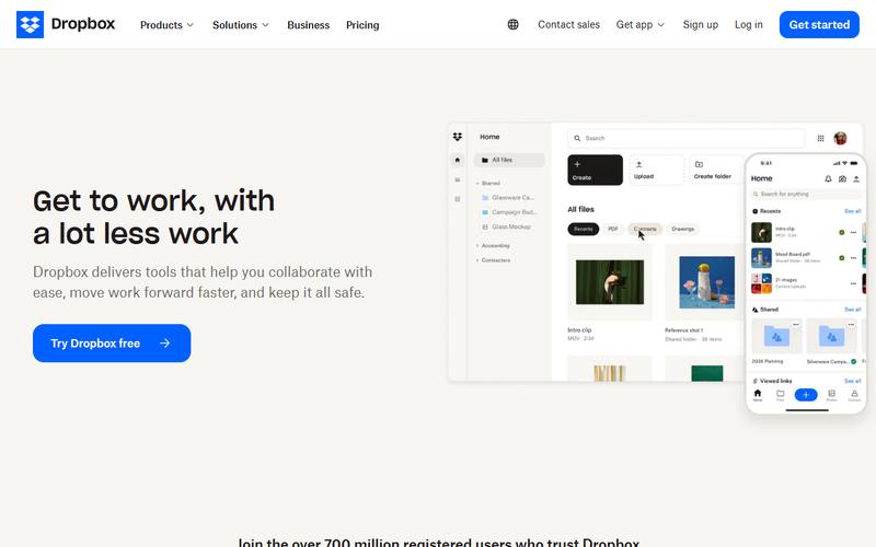 Screenshot of dropbox.com