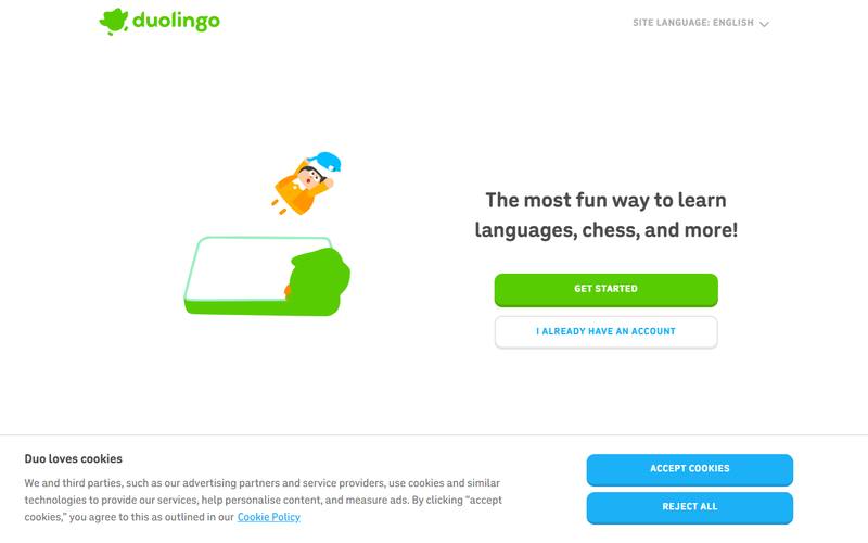 Screenshot of duolingo.com