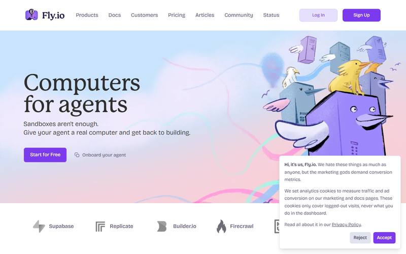 Screenshot of fly.io