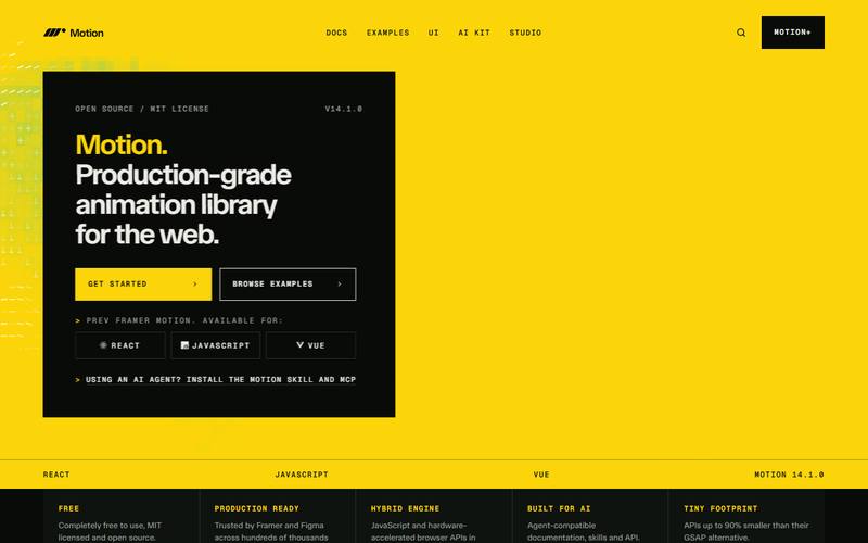 Screenshot of framer.com/motion
