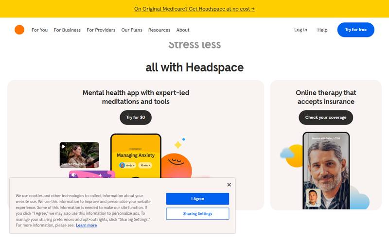 Screenshot of headspace.com