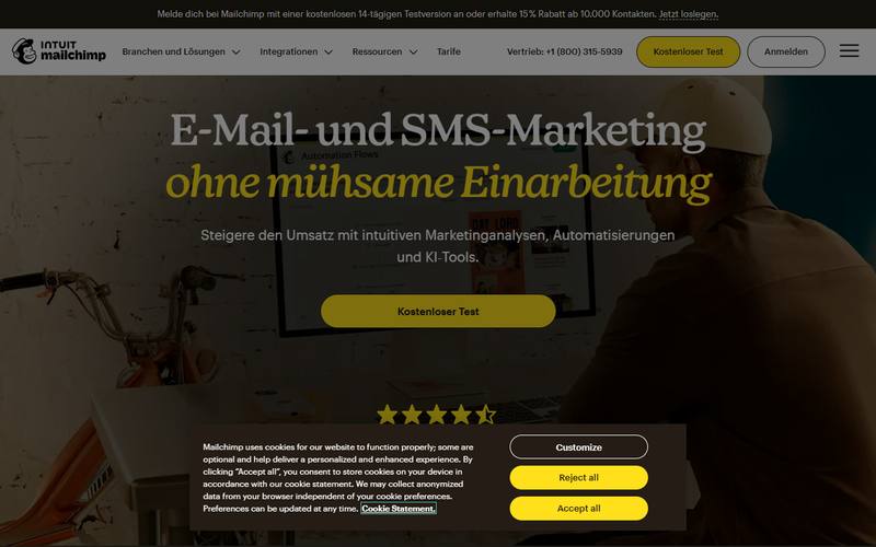 Screenshot of mailchimp.com