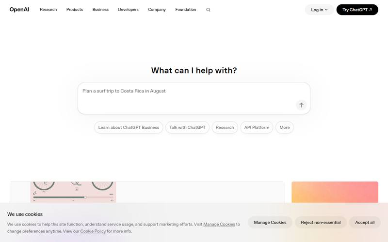 Screenshot of openai.com
