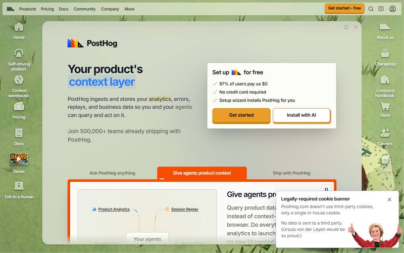 Screenshot of posthog.com