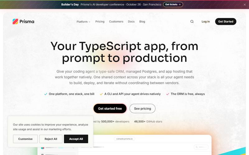 Screenshot of prisma.io