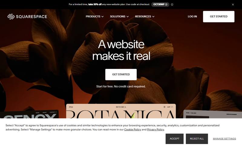 Screenshot of squarespace.com