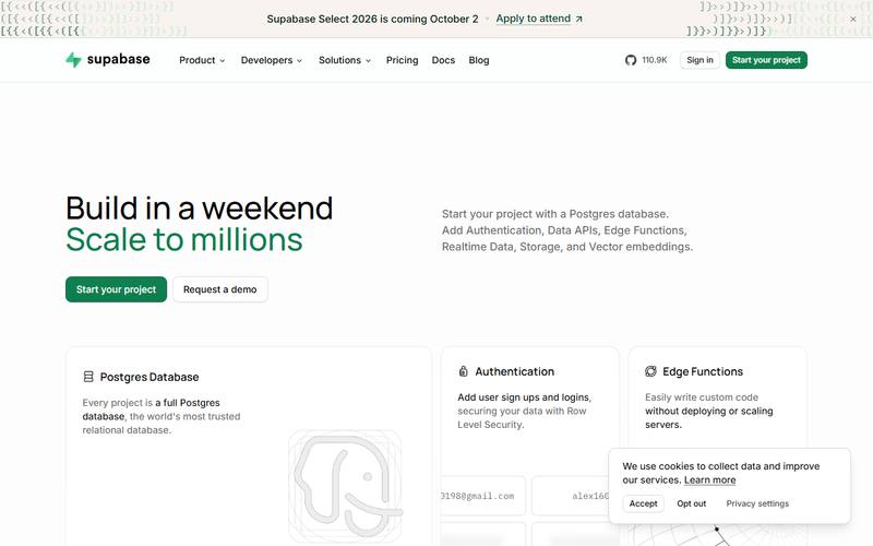 Screenshot of supabase.com