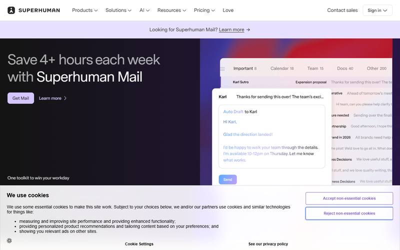 Screenshot of superhuman.com