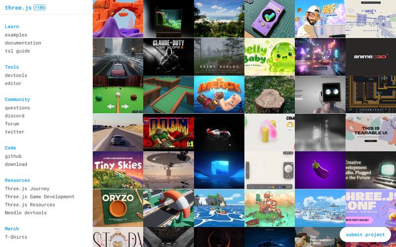 Screenshot of threejs.org