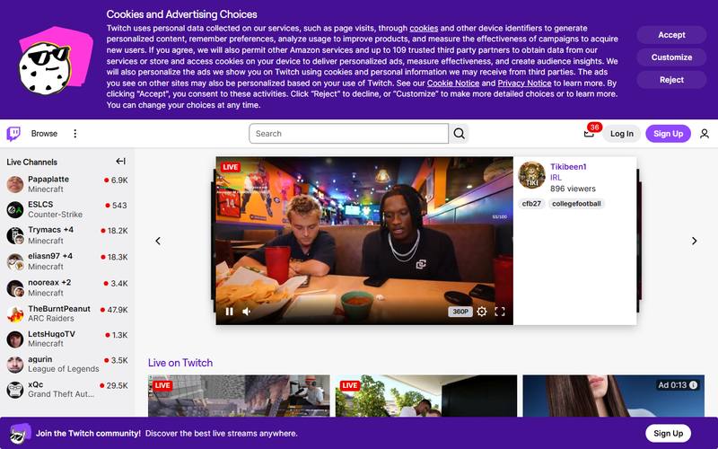Screenshot of twitch.tv