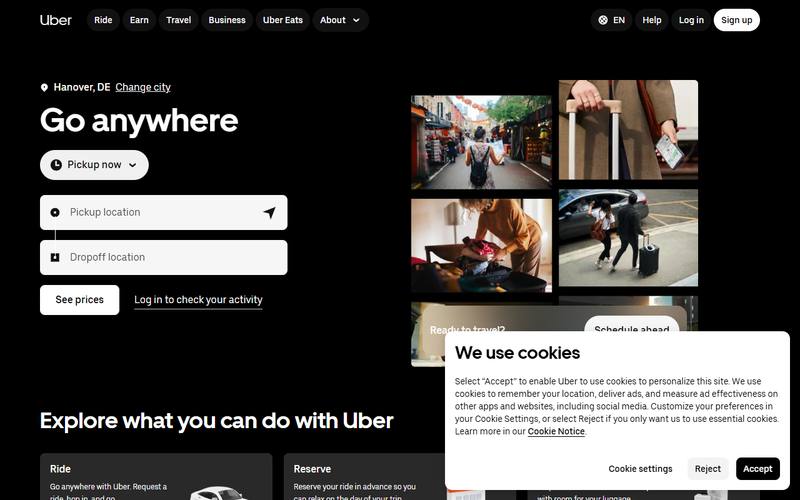 Screenshot of uber.com