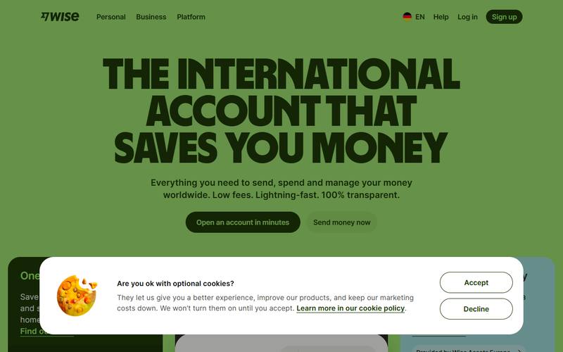 Screenshot of wise.com